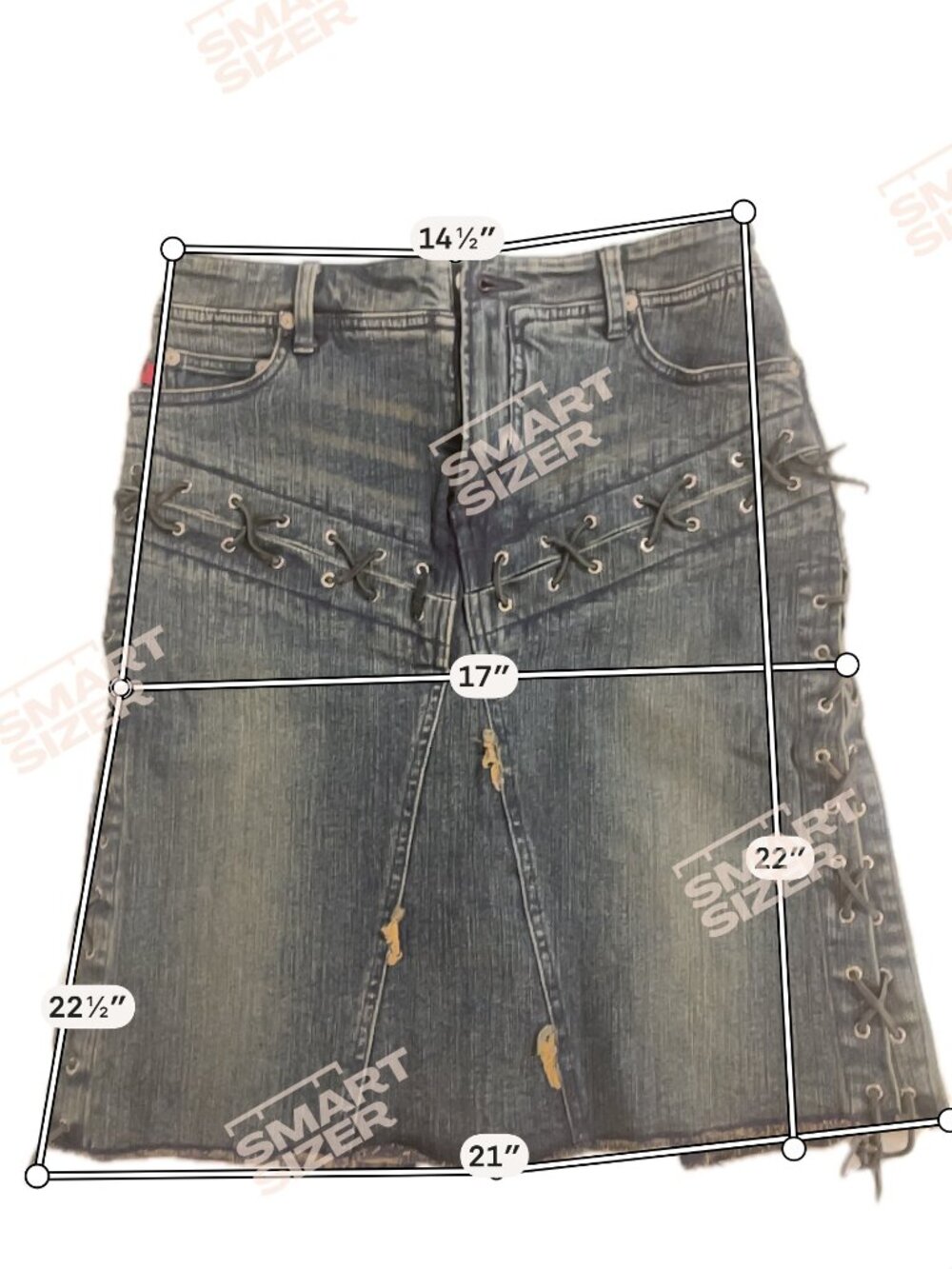 Parasuco NWT Denim Mini Skirt Corset Lace-Up Sides Sz 8 - Picture 9 of 14